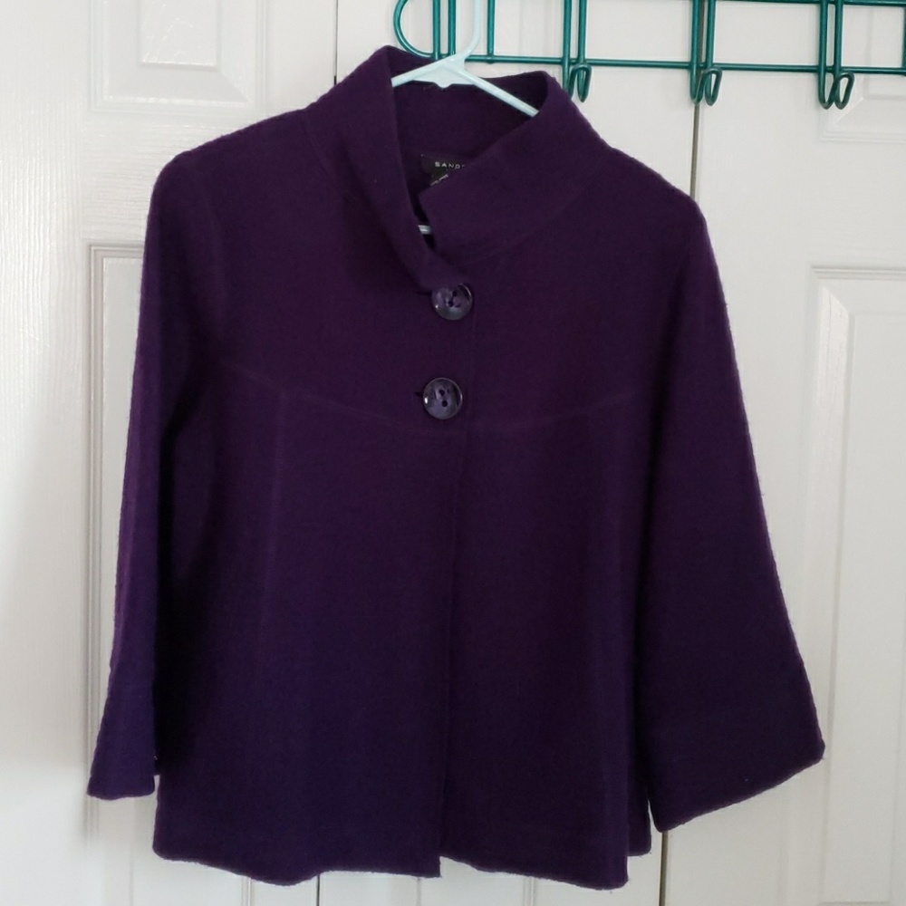 Sandro Purple Wool Pea Coat